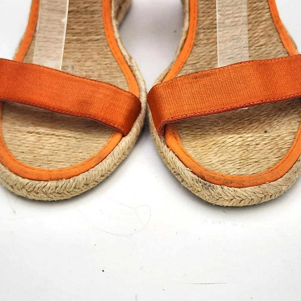 Lauren Ralph Lauren Indigo Espadrille Wedge Sandal Orange 9.5